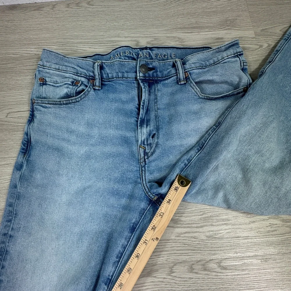 American Eagle Men's Jeans Original Straight Light Wash 34x36 Stretch Denim